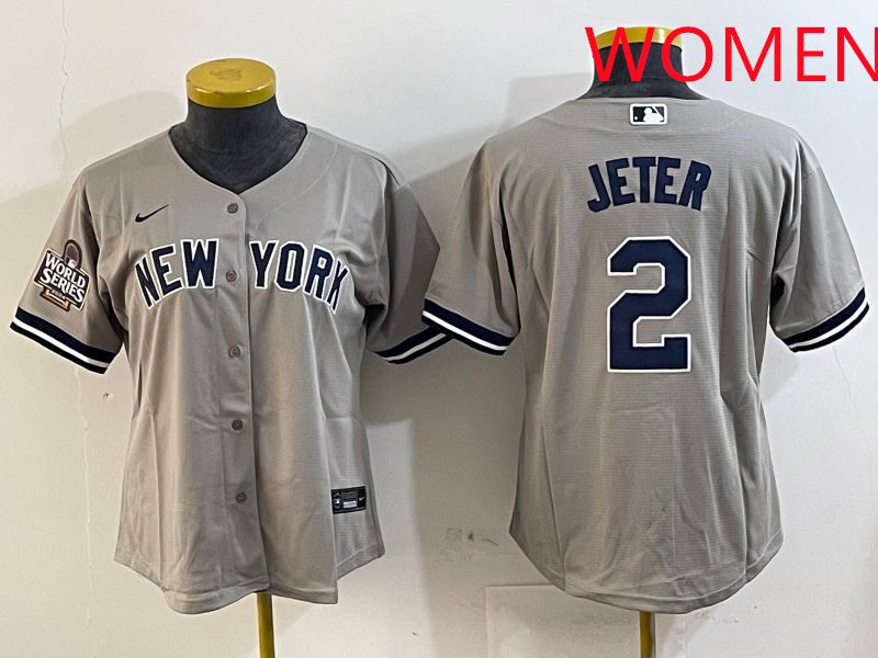 Women New York Yankees 2 Jeter Grey Game 2025 Nike MLB Jersey style 2